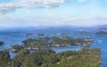 Beautiful bird`s-eye view of a seascape of the KujÃÂ«kushima islands that lie off sasebo in Kyushu.