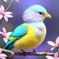 Beautiful birds on branch. Generative AI