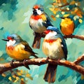 Beautiful birds oil painting - ai generated image