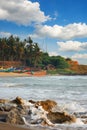 Beautiful black beach in Varkala, Kerala, India