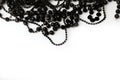 Beautiful black bead necklaces on a white background