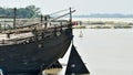 A beautiful black boat in a river of Ganga
