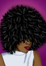 Beautiful black cartoon woman illustrated with afro curls Royalty Free Stock Photo