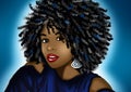 Beautiful black cartoon woman illustrated Royalty Free Stock Photo