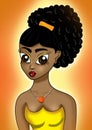 Beautiful black cartoon woman illustrated Royalty Free Stock Photo