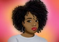 Beautiful black cartoon woman illustrated Royalty Free Stock Photo