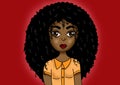 Beautiful black cartoon woman illustrated Royalty Free Stock Photo