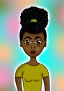 Beautiful black cartoon woman illustrated Royalty Free Stock Photo