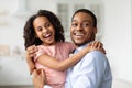 Beautiful black father and daughter posing at home Royalty Free Stock Photo