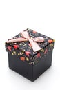 Beautiful black gift box with hearts shape