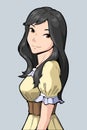 Beautiful black hair girl dressing character illustration