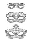 Beautiful black lace masquerade mask isolated on white background. Ornate Royalty Free Stock Photo