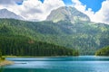 Beautiful Black Lake, Green Forest and Beautiful Mountains in the Morning. National Park Durmitor, Montenegro Royalty Free Stock Photo