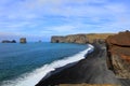 Beautiful black lava beach in Dyrholaey Iceland