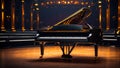 Beautiful black piano the concert hall Royalty Free Stock Photo