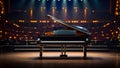 Beautiful black piano concert hall classic luxury music scene Royalty Free Stock Photo