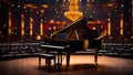 Beautiful black piano the concert hall classic luxury music scene Royalty Free Stock Photo