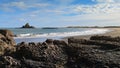 Beautiful black sand Whatipu Beach in Huia