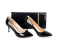 Beautiful black shoes with clutches Royalty Free Stock Photo