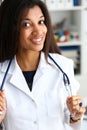 Beautiful black smiling female doctor portrait