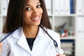 Beautiful black smiling female doctor portrait