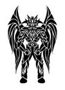 Black tattoo art with cartoon winged demon