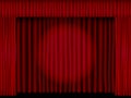 Beautiful black theatre stage vector with red folded curtain drapes lit with a spotlight