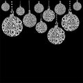 Beautiful Black and White Christmas background with Christmas balls Hanging . Great for greeting cards Royalty Free Stock Photo