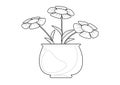 Black White Flower and Vase Illustration Vector Royalty Free Stock Photo