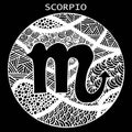 Hand drawn. Zodiac sign Scorpio. Vector illustration Royalty Free Stock Photo