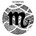 Hand drawn. Zodiac sign Scorpio. Vector illustration Royalty Free Stock Photo