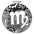 Hand drawn. Zodiac sign Virgo. Vector illustration Royalty Free Stock Photo