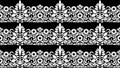 seamless damask border pattern of black and white Indian floral motif