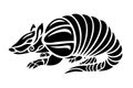 Black and white tattoo art with stylized armadillo