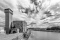 Beautiful view of the Lungarni of Pisa, Italy, in the historic center near the ancient Citadel from the homonymous bridge