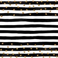 Beautiful black and white watercolor striped background with gold heart.