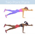 The beautiful young women are doing the two-point plank exercise