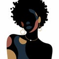 Beautiful black woman with afro hairstyle and earrings, silhouette woman style, Vector illustration, generative ai Royalty Free Stock Photo