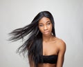 Beautiful black woman with long straight hair Royalty Free Stock Photo