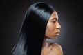 Beautiful black woman with long straight hair Royalty Free Stock Photo