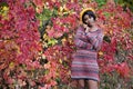 Beautiful black woman in outside photo shoot at fall