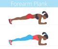 Beautiful black young women are doing the forearm plank exercise