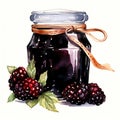 beautiful blackberry jam jar clipart illustration