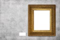 Beautiful blank picture frame mock-up hanging on concrete wall in gallery Royalty Free Stock Photo