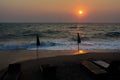 Beautiful blazing sunset landscape at sea, Amazing summer sunset view on the beach Royalty Free Stock Photo