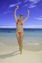 Beautiful blond in bikini on beach Royalty Free Stock Photo