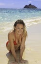 Beautiful blond in bikini on beach Royalty Free Stock Photo