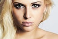 Beautiful blond girl with green eyes.woman.professional make-up Royalty Free Stock Photo