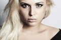 Beautiful blond girl with green eyes. woman. professional make-up Royalty Free Stock Photo