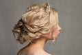 Beautiful blond girl in the image of a bride with a tiara in her hair. Royalty Free Stock Photo